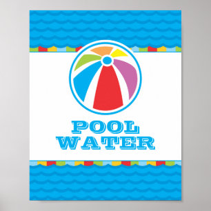 Färglöst dekortecken för Beach Boll Bassäng Party Poster