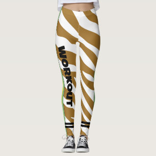 Färglöst djurtryck l Modern brun vit workout Leggings
