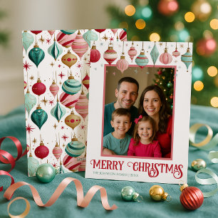 Färglöst familjefotfoto God jul Julkort