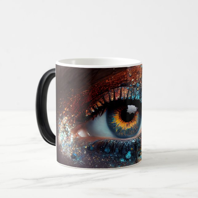 Färglöst Fantasy Earth Glitter Öga Closeup Magisk Mugg (Framsida vänster)
