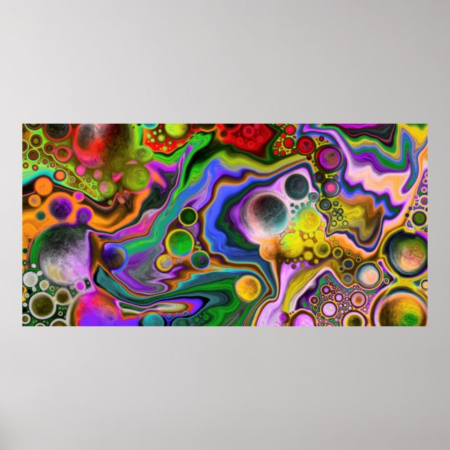 Färglöst färg på Fluid Art Digital Pour Paeing Poster (Framsidan)