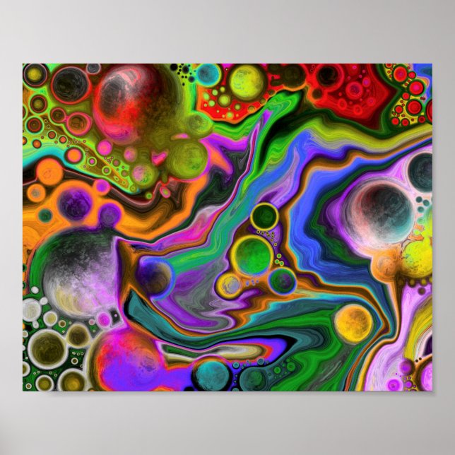 Färglöst färg på Fluid Art Digital Pour Paeing Poster (Framsidan)