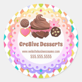 Färglöst Festive Desserts Bakery Packaging Sälar Runt Klistermärke