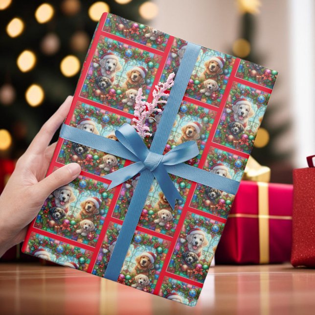 Färglöst Festive God jul Pet Hundar Mönster Presentpapper (Skapare uppladdad)