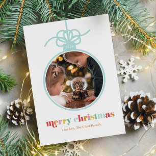 Färglöst fet Brev Ornament Fotojul Julkort