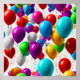 Färglöst Firande-ballongens design Poster
