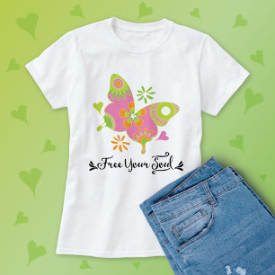 Färglöst fjäril befriar din Soul Retro T Shirt