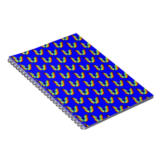 Färglöst fjäril Mönster | Digital Blue Anteckningsbok (Högra Sidan)