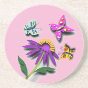 Färglöst fjäril och blomma underlägg