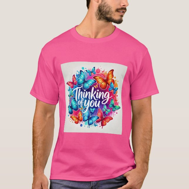 Färglöst fjäril som tänker på dig Manar Tshirt T Shirt (Framsida)