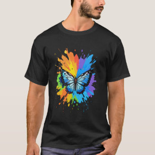 Färglöst fjärilspapper Art Stänk Cute Butterfly T Shirt