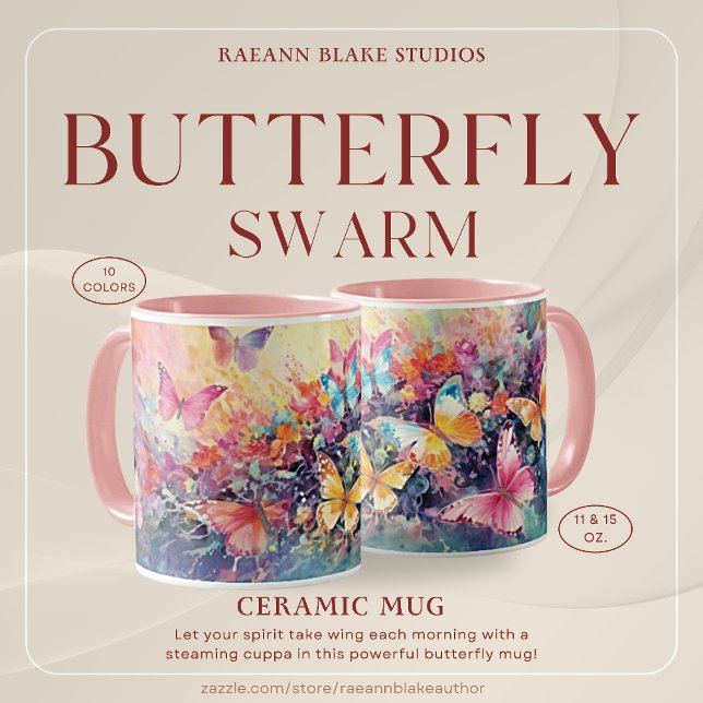 Färglöst fjärilssmardesign Ceramic Mugg (Skapare uppladdad)