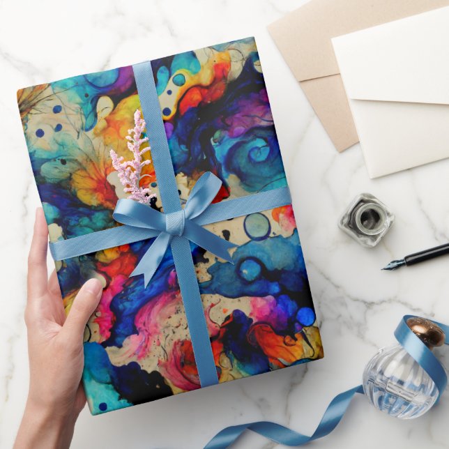 Färglöst flytande Bläck Abstraction Mönster Presentpapper (Gifting)