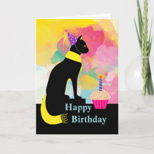 Färglöst födelsedag med Party Hat, cupkaka Kort