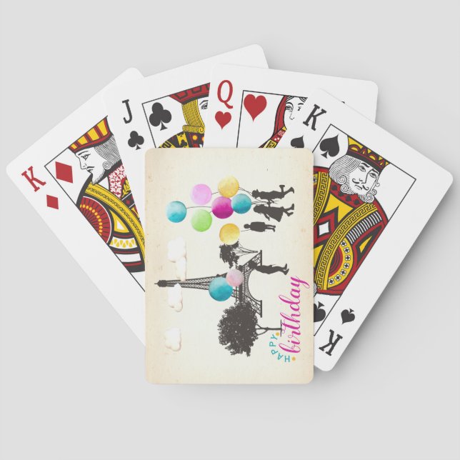 Färglöst Fransk Makaroner Kids spelar födelsedagen Casinokort (Baksidan)