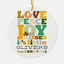 Färglöst fredsglädjen Kärlek och Baby Kisses Cute  Julgransprydnad Keramik