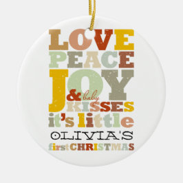 Färglöst fredsglädjen Kärlek och Baby Kisses Cute  Julgransprydnad Keramik