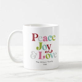 Färglöst fredsglädjen och Kärlek Retro-julfamiljen Kaffemugg
