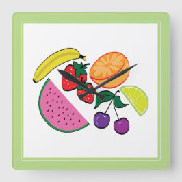 Färglöst fruksommar, Coola, Roligt Fyrkantig Klocka