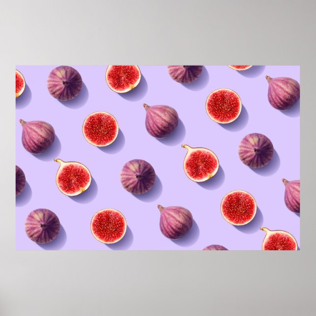 Färglöst frukt mönster av färska fikon på lila pas poster (Framsidan)