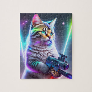 Färglöst Futuristiska Cyberpunk med laserrör Pussel