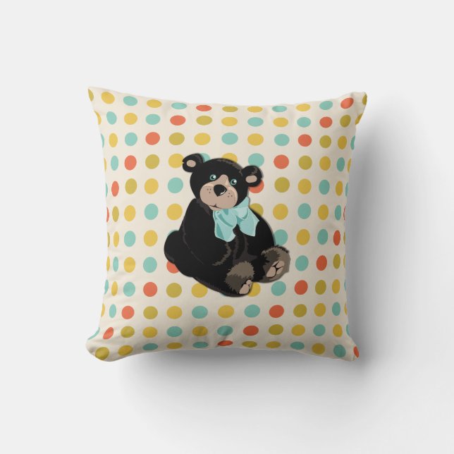 Färglöst fyllning av Polka dots och Nalle Kudde (Framsida)