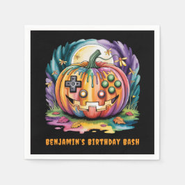 Färglöst gamer Pumpkin Halloween Bash Pappersservett