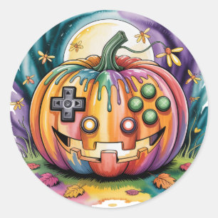 Färglöst gamer Pumpkin Halloween Bash Runt Klistermärke