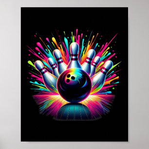 Färglöst gångspel Dag Bowling Cute Vibrant Col Poster