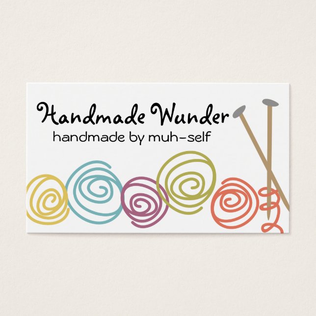 Färglöst garn av bollar stickat nål affärskort visitkort (Framsidan)