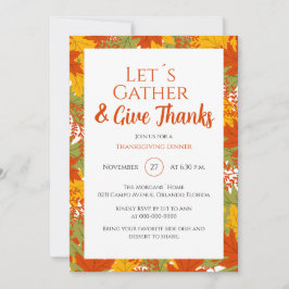 Färglöst Ge Tack Höst löv Thanksgiving Inbjudningar