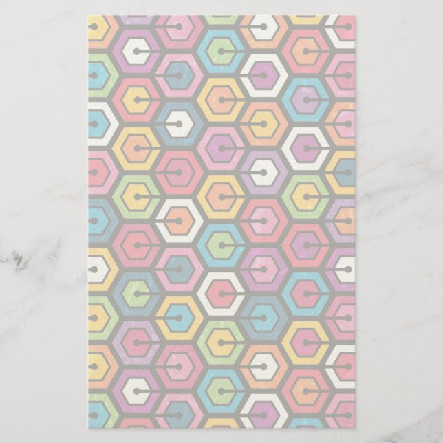 Färglöst geometriskt mönster med hexagon brevpapper (Framsida)
