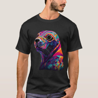 Färglöst geometriskt pop-själ hav ocean djur t shirt