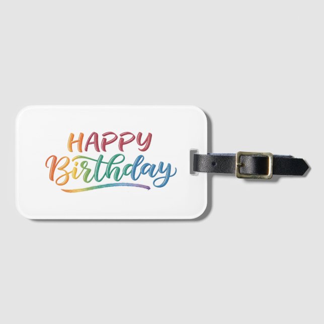 Färglöst Grattis på födelsedagen-lettering för Fir Bagagebricka (Framsida horisontal)