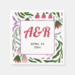 Färglöst grenar med blommor bröllop pappersservett