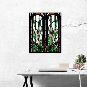 Färglöst Grönt Reeds Art nouveau-glaset Poster