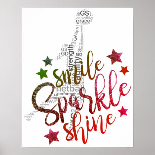 Färglöst GS inspirationerande Netball-citat Poster