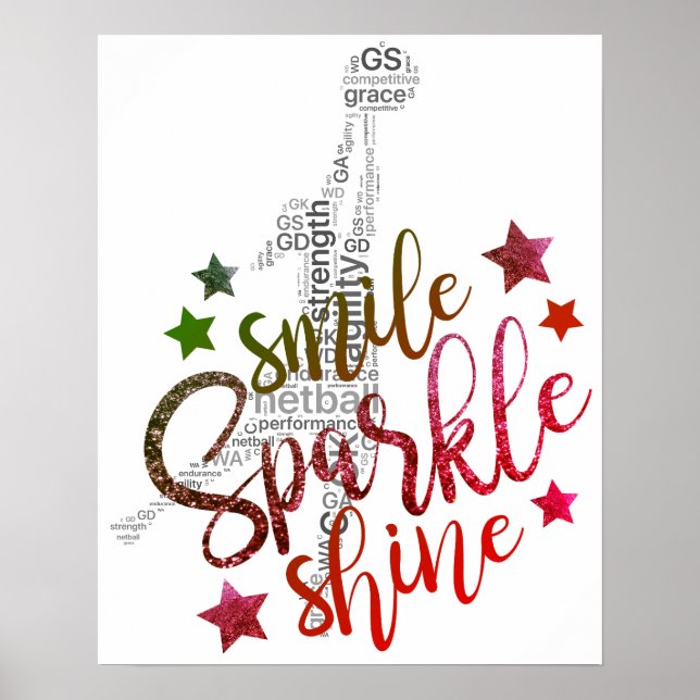 Färglöst GS inspirationerande Netball-citat Poster (Framsidan)