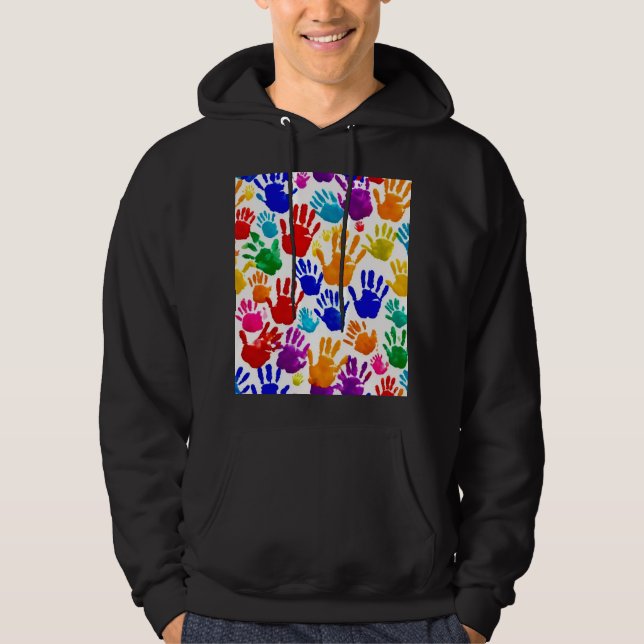 Färglöst handSkriv ut Hoodie (Framsida)