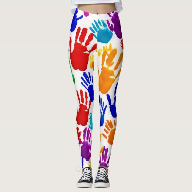 Färglöst handSkriv ut Leggings (Framsida)