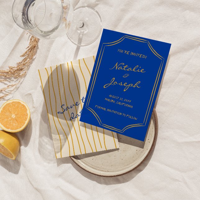 Färglöst handskriven Retro Streck Italien Bröllop Spara Datumet (Skapare uppladdad)