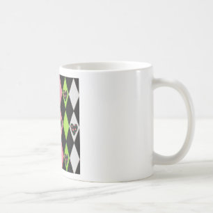 Färglöst Harlequin-utskrift med Ro Hearts Kaffemugg