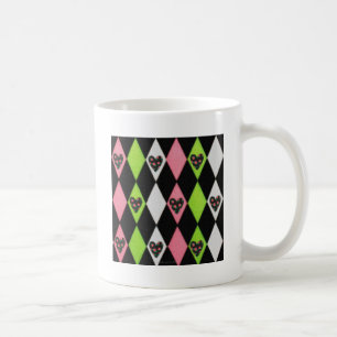 Färglöst Harlequin-utskrift med Ro Hearts Kaffemugg