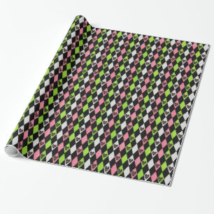 Färglöst Harlequin-utskrift med Ro Hearts Presentpapper