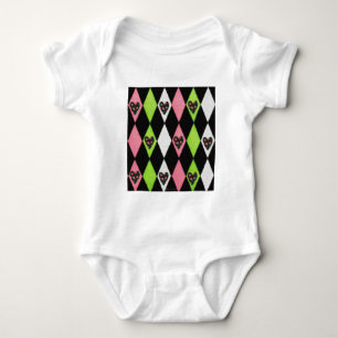 Färglöst Harlequin-utskrift med Ro Hearts T Shirt