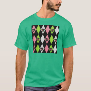 Färglöst Harlequin-utskrift med Ro Hearts T Shirt