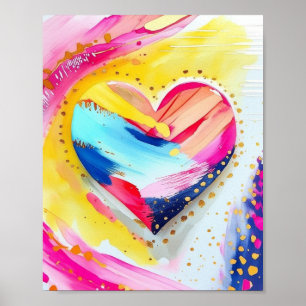 Färglöst Heart Stänk - Abstrakt Kärlek Poster