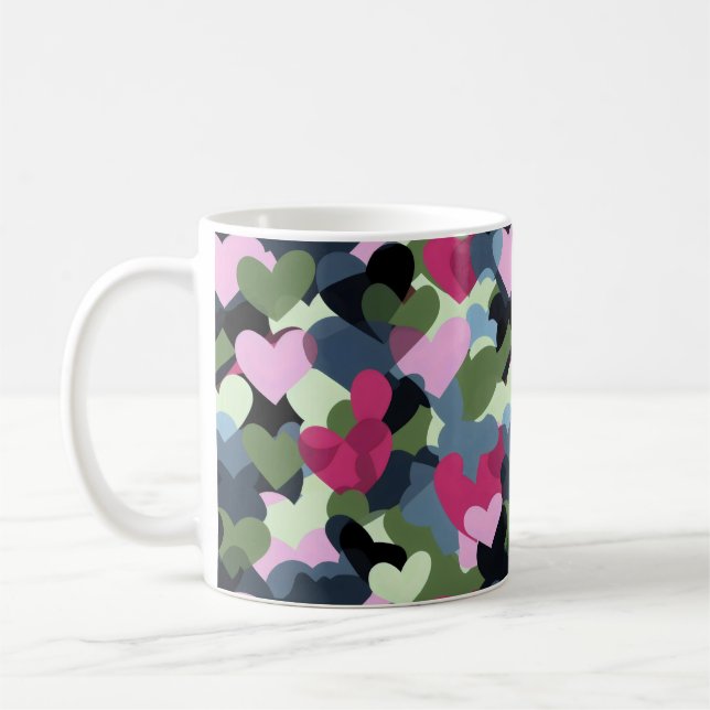 Färglöst hjärta Mönster Kaffemugg (Vänster)