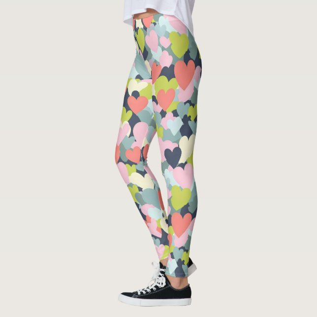 Färglöst hjärta Mönster Leggings (Vänster)