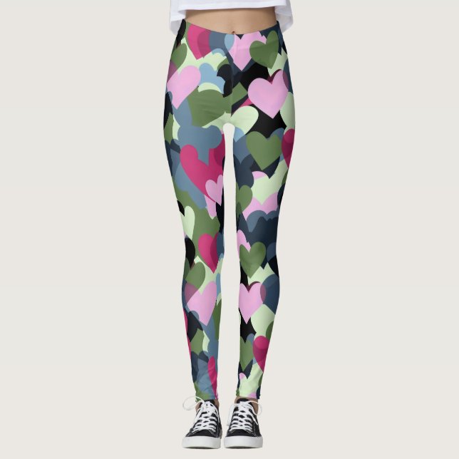 Färglöst hjärta Mönster Leggings (Framsida)